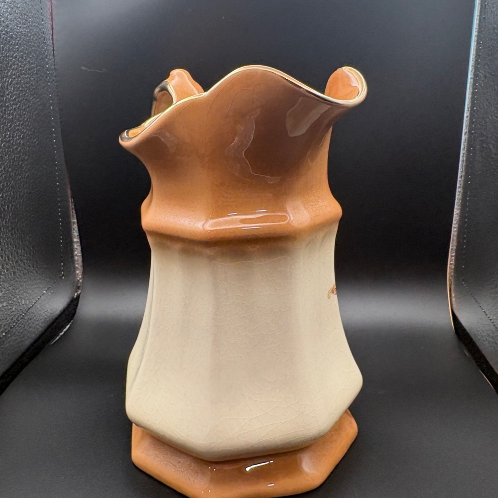 Vintage Imperial Pottery W/ Floral Transferware & 22k Gold Trim Ceramic Pitcher - Picture 9 of 15